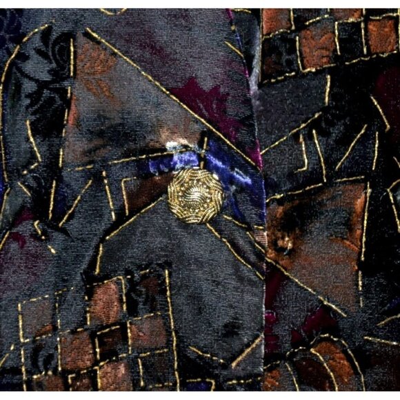 Vintage 80's Tres Paquette Velvet Blazer Jacket Mixed Print Size M Unique Retro - Picture 3 of 10